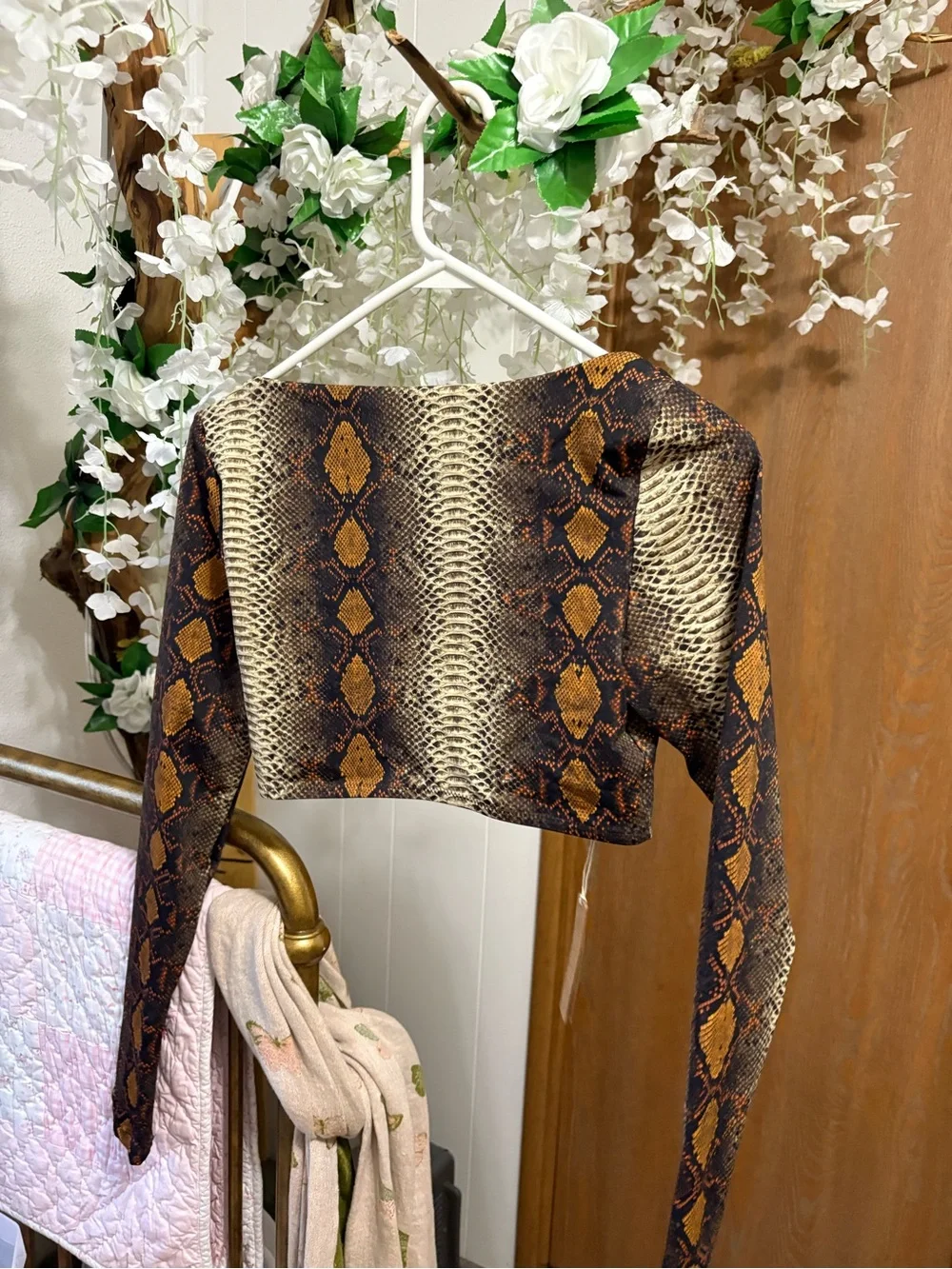 SKIMS Snake-Print Cropped Bikini Long Sleeve SET 🐍